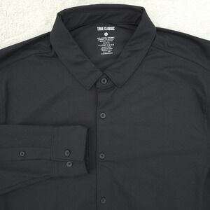 True Classic Shirt Mens Medium Black Long Sleeve Button Down Stretch Casual